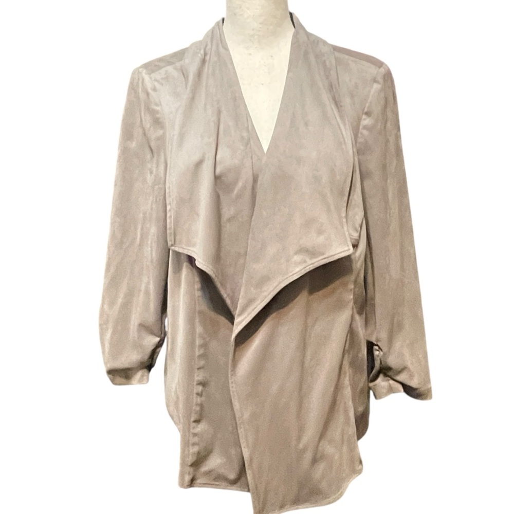 Alfani‎ Light Tan Faux Suede Open Front Drape Blazer Business Casual Women's 2X